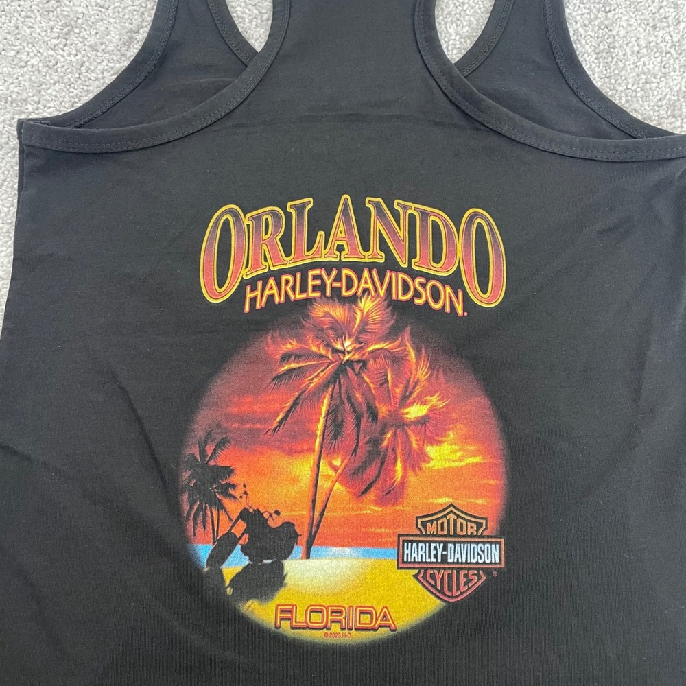 Harley Davidson Tank Top Womens Extra Small Palm Tree Orlando Biker Graphic NWT